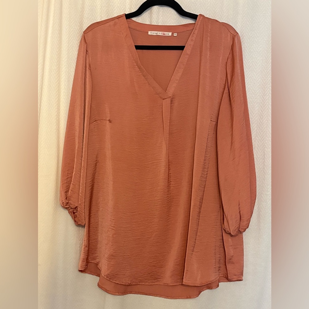 Violet & Claire Peach V-Neck Blouse
